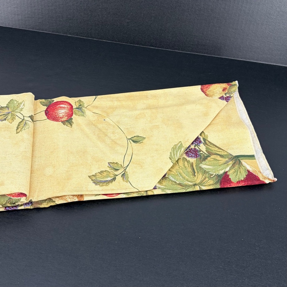TerriSol Tablecloth Country Orchard Fruit Cotton Pale Gold 60x104 OB Vintage NOS - Picture 7 of 7